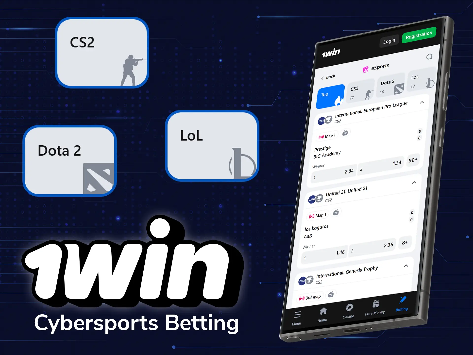 Betting on cybersports in the 1win app