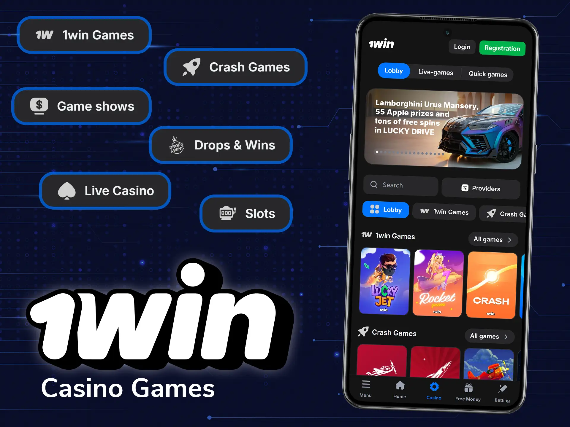 Playing casino games in the 1win app